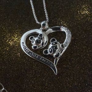 New Silver Panda Mother Child Forever Necklace